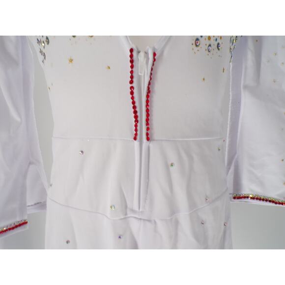 Dance Costume Elvis Small Adult White Jumpsuit Jazz Tap Rhinestones Elvis - Picture 7 of 10